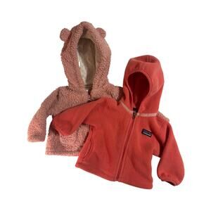 Patagonia Synchilla  3-6 Month Girls Pink Hooded Fleece Jacket & Carters 6 month